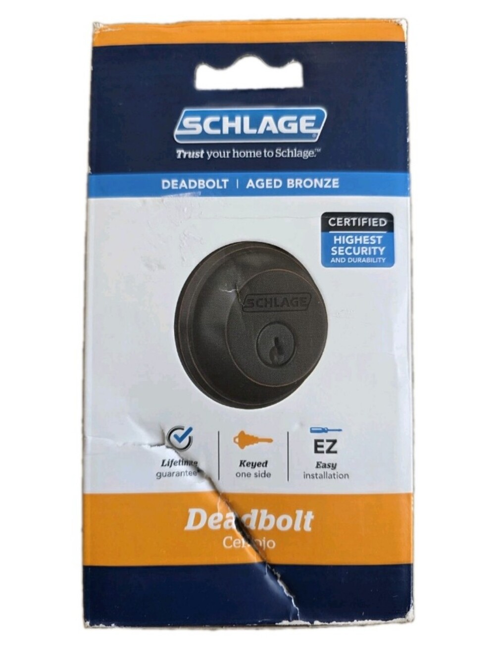 Schlage B-Series | B60N 609 Aged Bronze Grade 1 Single Cylinder Deadbolt NEW
